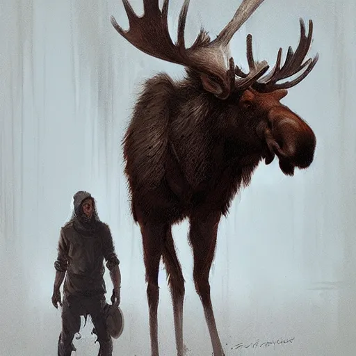 Image similar to combination of moose and man by greg rutkowski