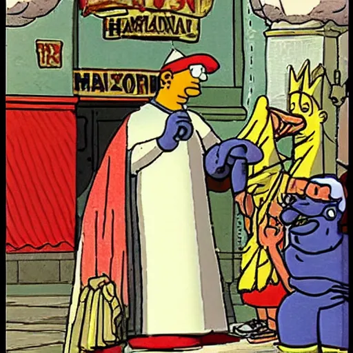 Image similar to pulcinella of naples, from the simpsons episode 1 1