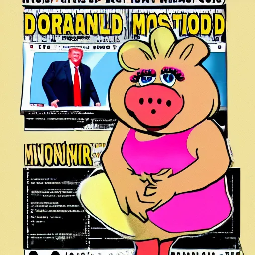 Image similar to donald trump as miss piggy