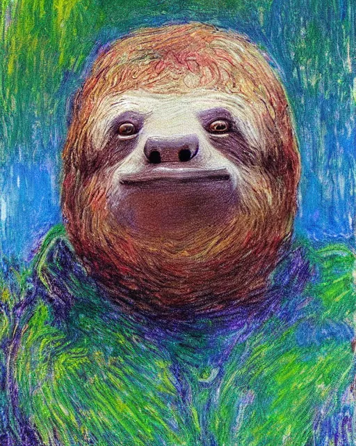 Image similar to Sloth from the Goonies in the style of Claude Monet