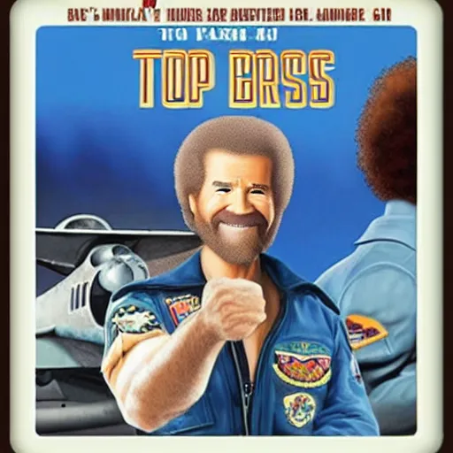 Image similar to bob ross top gun