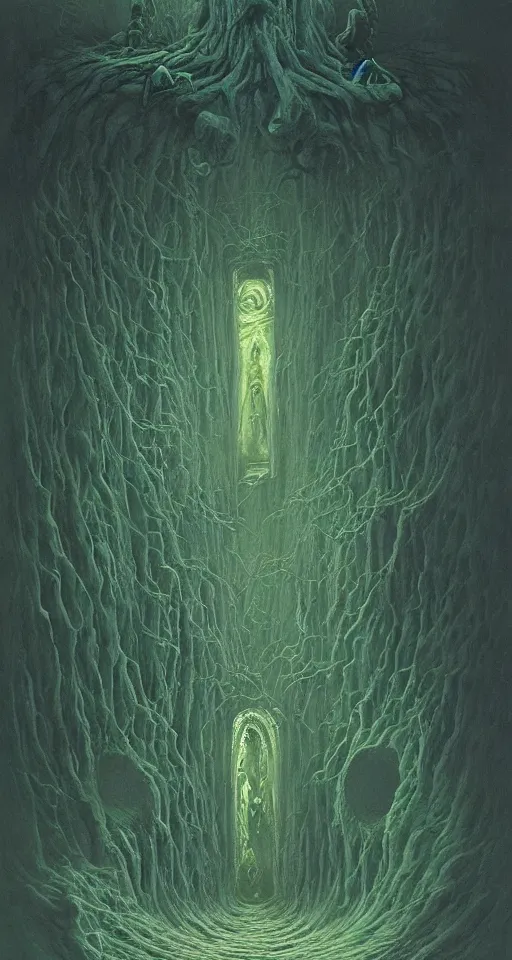 Prompt: portal to the emerald nightmare, lovecraftian, 4 k, realistic, surreal, by zdzisław beksinski