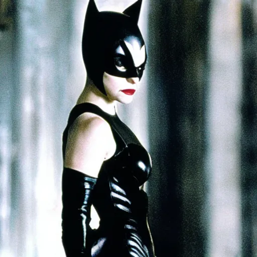Prompt: “a still of Christina Ricci as Catwoman in Batman Returns”