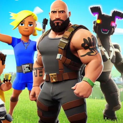 Image similar to dwayne the rock johnson as fortnite apex pokemon minecraft cs : go mario overwatch blizzard tft rainbow six siege roblox league animal crossing hearthstone yugioh sims god of war fifa sonic borderlands skyrim fallout zelda wither cyberpunk red dead screenshot from pokemon