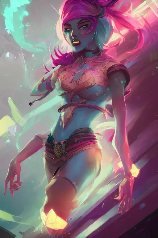 Prompt: jinx league of legends hero champions arcane magic digital painting bioluminance alena aenami artworks in 4 k design by lois van baarle by sung choi by john kirby artgerm and greg rutkowski and magali villeneuve mage fighter assassin