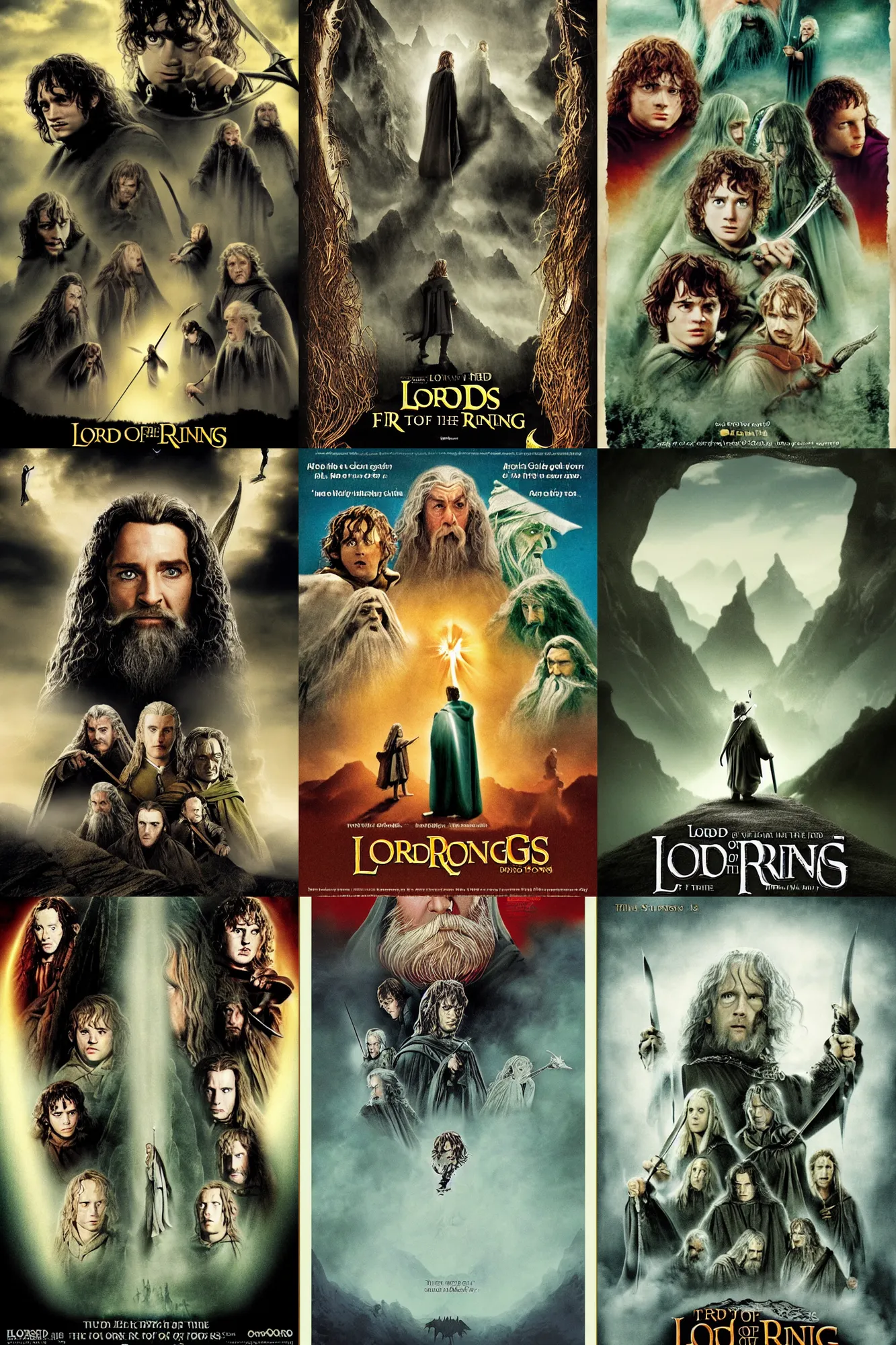 Prompt: lord of the rings movie poster, in the style of dr suess,