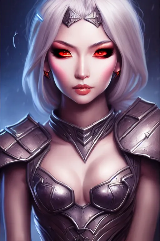 Image similar to sakimi chan, fantasy armor, european detailed face, tony sart