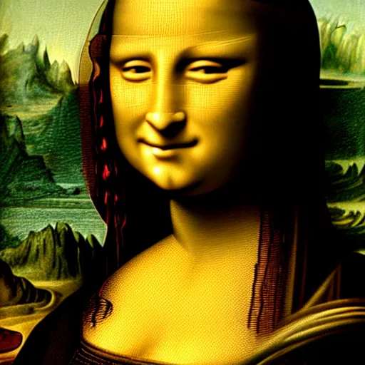 Prompt: Mona Lisa wearing a VR headset