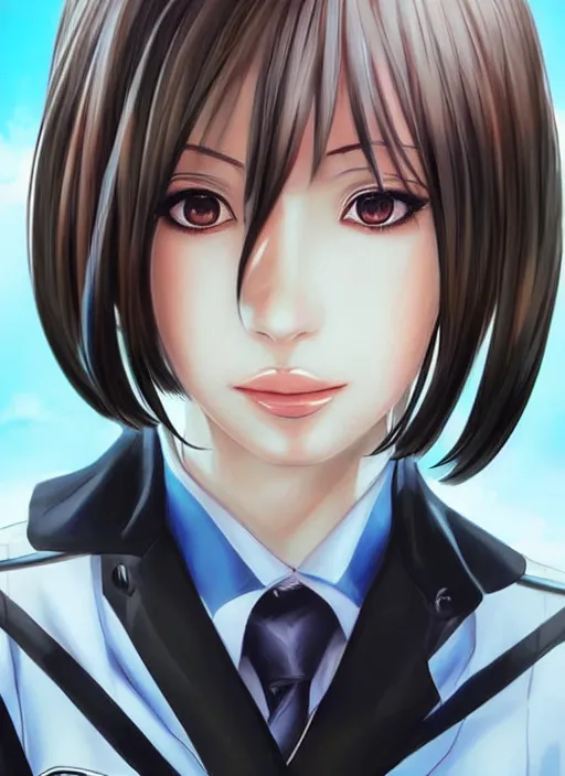 Prompt: beautiful portrait of a Flight Attendant who looks like Shiraki Meiko, Prison School anime, character design by Ross Tran, artgerm detailed, soft lighting