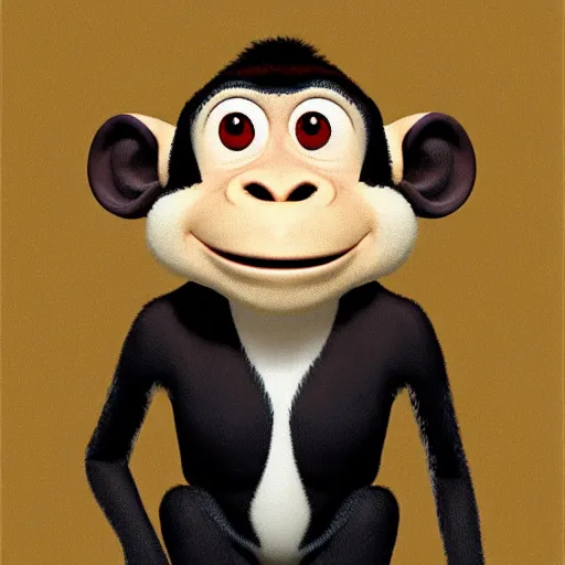 Image similar to pixar monkey character portrait by sir james guthrie