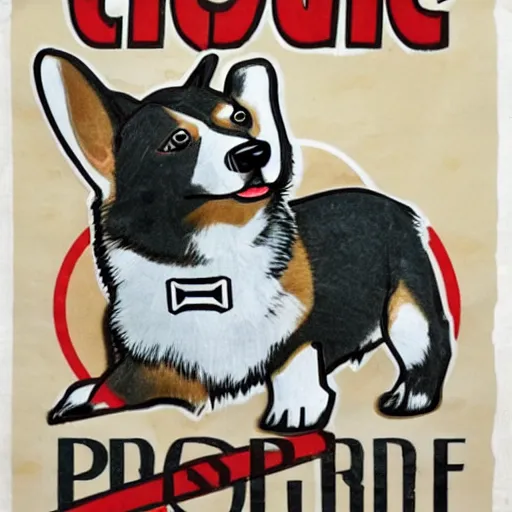 Image similar to corgi dog as nazi leader, nazi propaganda style