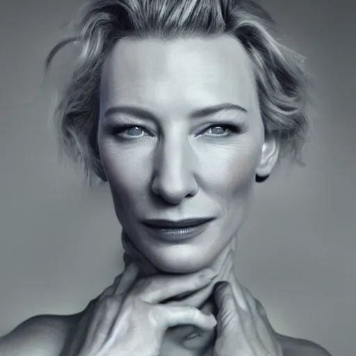 Image similar to Portrait of cate blanchett in a bathtube by Annie leibowitz, photorealisitc ,detailed