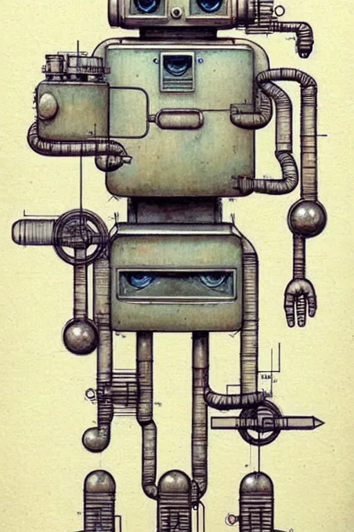 Image similar to (((((1950s robot schematics . muted colors.))))) by Jean-Baptiste Monge !!!!!!!!!!!!!!!!!!!!!!!!!!!