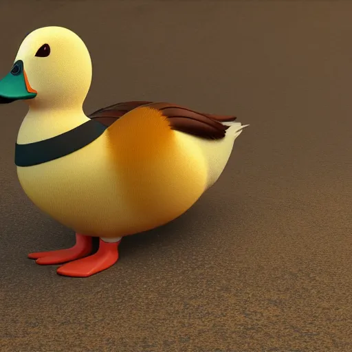 Image similar to a dumpy duck. artstation, octane render, high detail