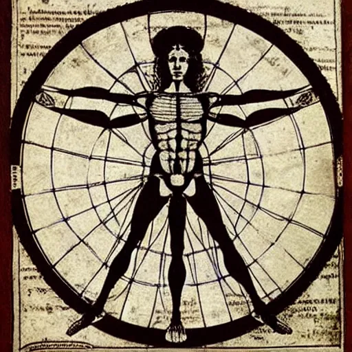 Image similar to blue print of tooth fairy like a vitruvian man, leonardo da vinci