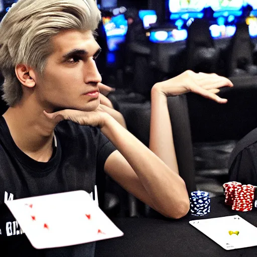 Image similar to gigachad xqc gambling : : realistic : : 1 dslr : : 1 - - quality 2