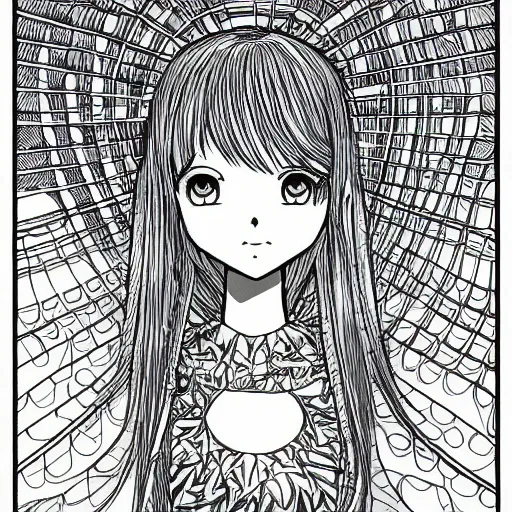 Image similar to highly detailed line art illustration of a emerging soul manga