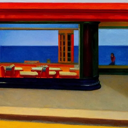 Image similar to blockbuster painted by edward hopper