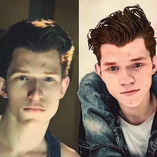 Prompt: “a realistic detailed photo of a guy who is an attractive humanoid who is half robot and half humanoid, who is a android, Tom Holland, shiny skin”