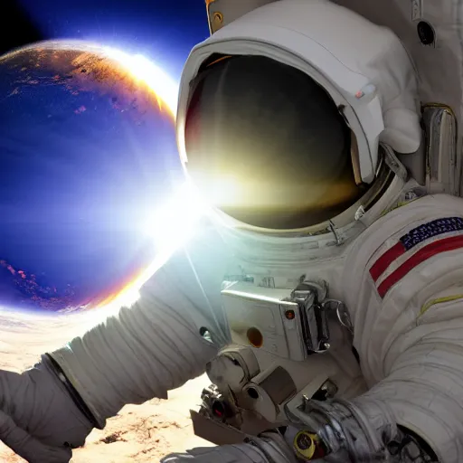 Prompt: astronaut opening door in space with a solar eclipse in the background made by dr. suess, 4 k, highly detailed