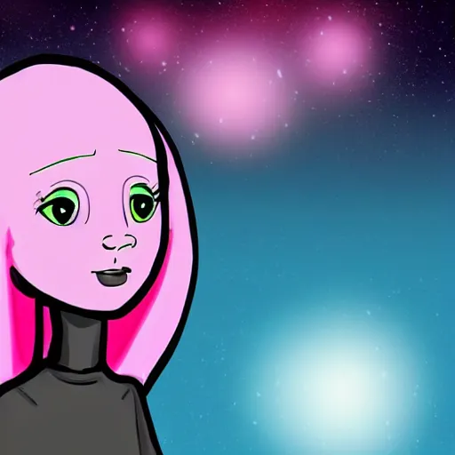 beautiful pink little alien girl, profile pic, cartoon, Stable Diffusion