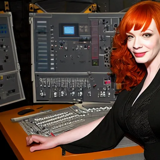 Image similar to christina hendricks as engineer,