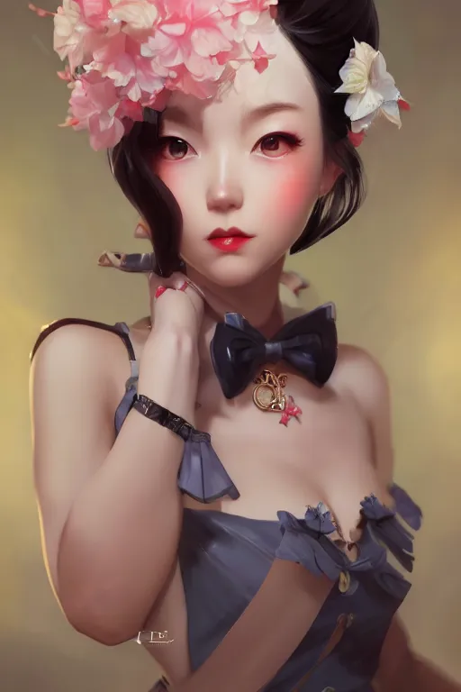 Image similar to a pin up and beautiful fashion charming dreamlke japan girl with lv jewelry, character art, art by artgerm lau and wlop and and ilya kuvshinov and john singer sargent, hyperdetailed, 8 k realistic, symmetrical, frostbite 3 engine, cryengine, dof, trending on artstation, digital art