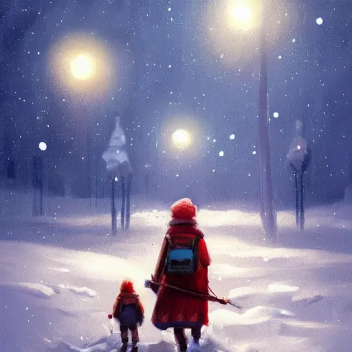 Prompt: if on a winter's night a traveler, a beautiful painting, trending on artstation