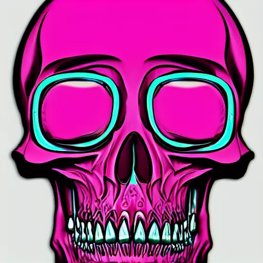 Image similar to 3 d pink skull distorted