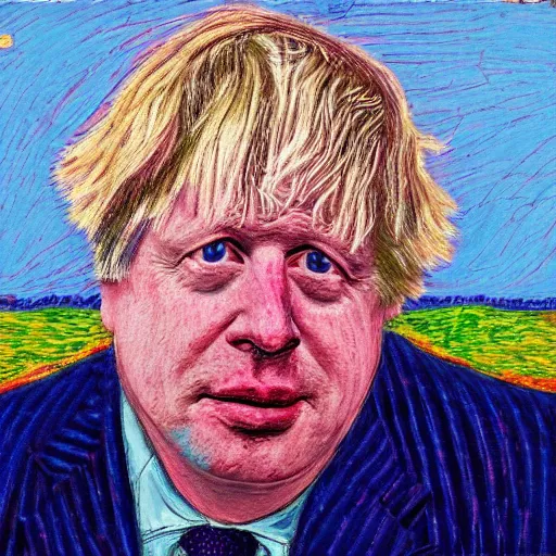 Prompt: boris johnson in the style of andre leblanc and peter doig and jean dubuffet, 4 k, very detailed, muted colors