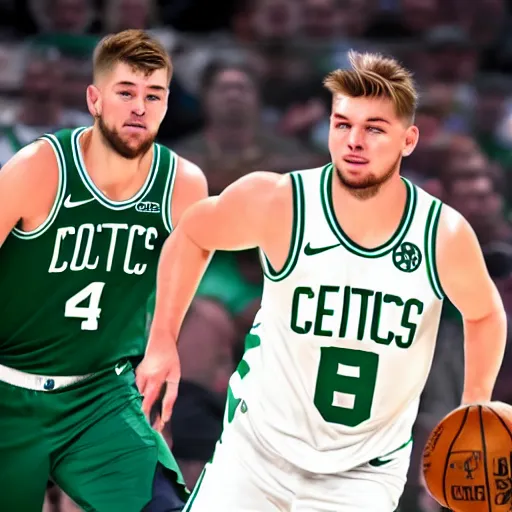 Image similar to luka doncic playing for the boston celtics