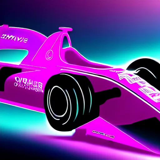 Image similar to detailed photo of a synthwave formula one car, 8 k.