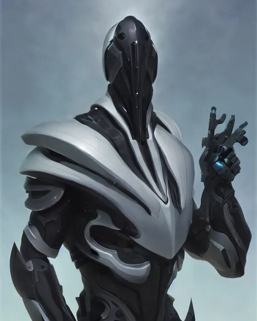 Image similar to muscled male smooth sleek black pearlescent wraithbone powerarmor, by greg rutkowski and mark brookes and jim burns and tom bagshaw and magali villeneuve, trending on artstation