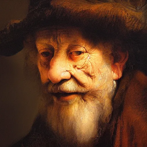 Prompt: high quality high detail painting by rembrandt, portrait of an old man, hd, photorealistic lighting