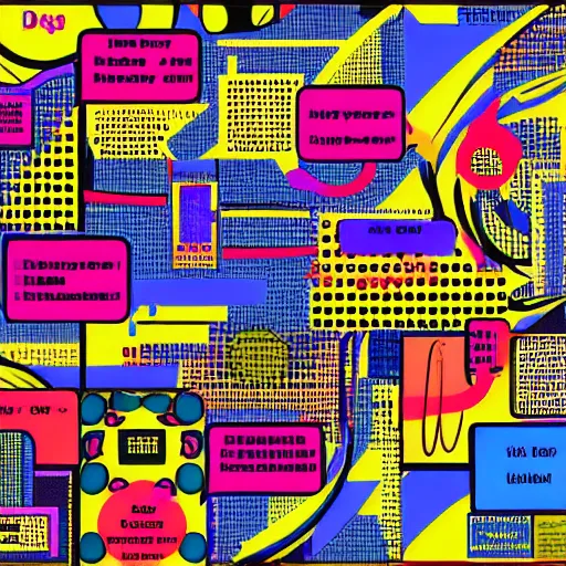 Prompt: Rest task in data analysis: code, graphs and research. 4k high detailed painting in Pop art style.