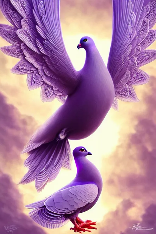Prompt: Ethereal majestic Pigeon bird, intricate detail, ornate, conceptual art, soft light, dynamic, art by artgerm