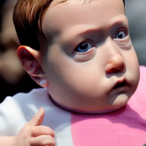 Prompt: a baby with the head of mark zuckerberg