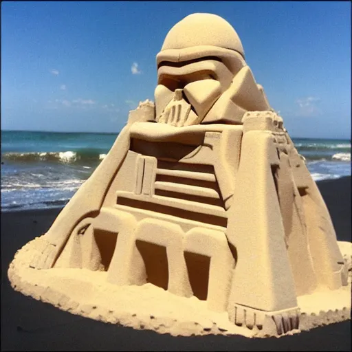 Image similar to sandcastle of darth vader