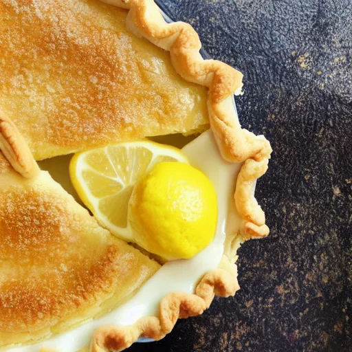Image similar to close view of a delicious sweet and perfect lemon pie, award winning, 4 k, beautiful