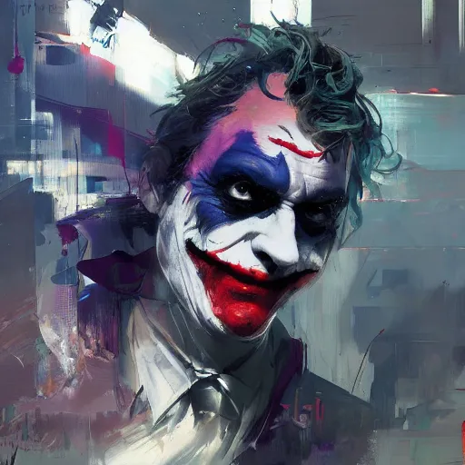 Prompt: Joker, paint by Wadim Kashin