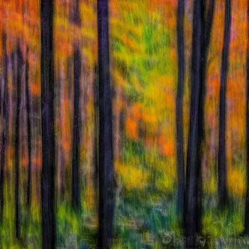 Image similar to A forest in the autumn, Impressionist Noir