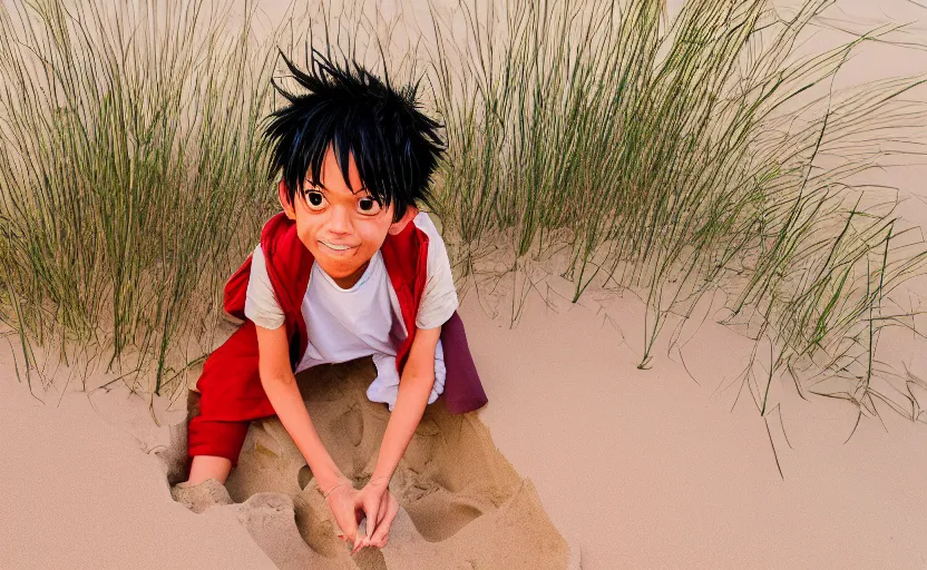 Image similar to a luffy in sand dunes, photography