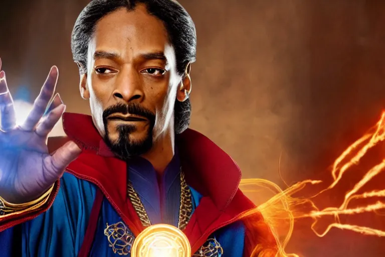 Prompt: film still of snoop dogg as doctor strange in doctor strange film, 4 k