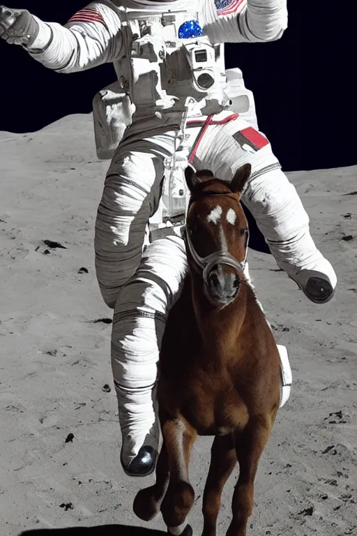 Image similar to astronaut carries on his shoulders a astronaut riding horse