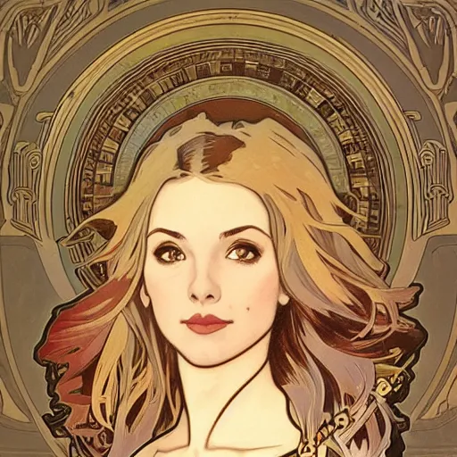 Prompt: portrait of phoebe from friends by artgerm and alphonse mucha, sharp focus