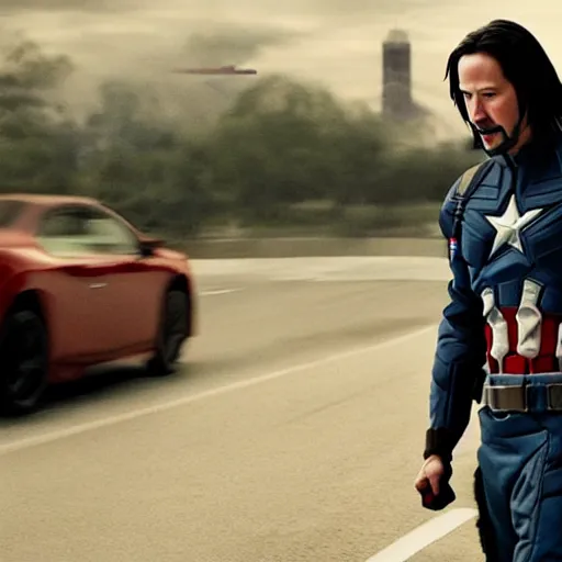 Image similar to Keanu reeves as Captain America 4K quality super realistic