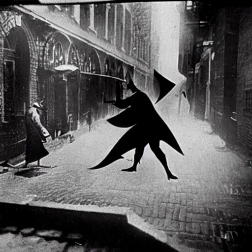 Image similar to old black and white photo, 1 9 2 5, depicting batman fighting a bad guy in an alley of new york city, tommy gun, rule of thirds, historical record