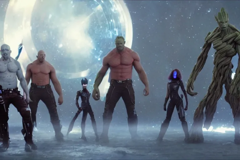 Image similar to VFX movie closeup guardians of the galaxy and the avengers fight scene by Emmanuel Lubezki