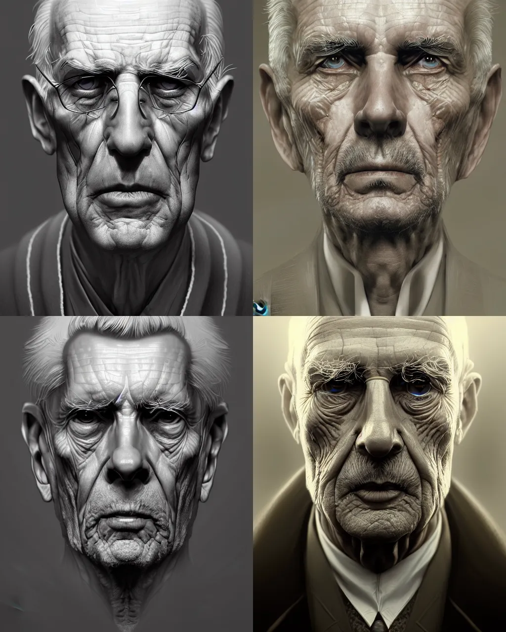 Prompt: symmetry!! portrait of an elderly gentleman, intricate, elegant, highly detailed, digital painting, artstation, concept art, sharp focus, art by cedric peyravernay, 8 k, masterpiece, realistic eyes