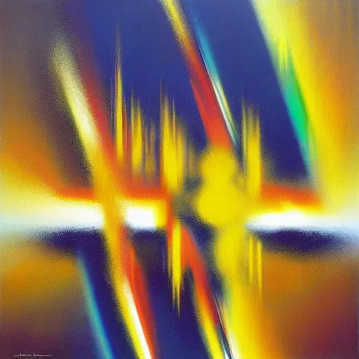 Image similar to abstract art representing momentum, oil painting by john berkey and gabriel dawe, masterwork